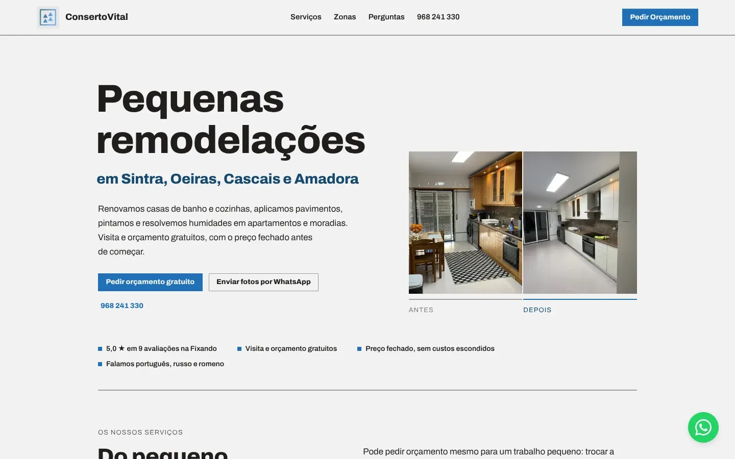 ConsertoVital website, desktop view