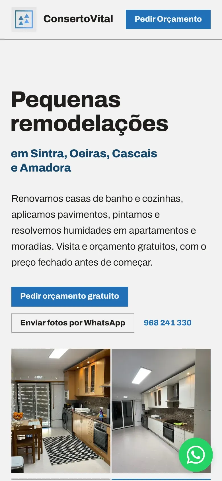 ConsertoVital website on a phone, built by Rubra Digital