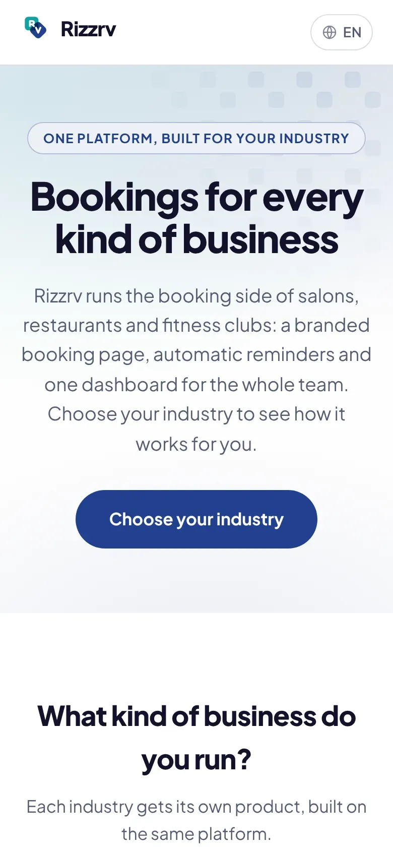 Rizzrv website on a phone